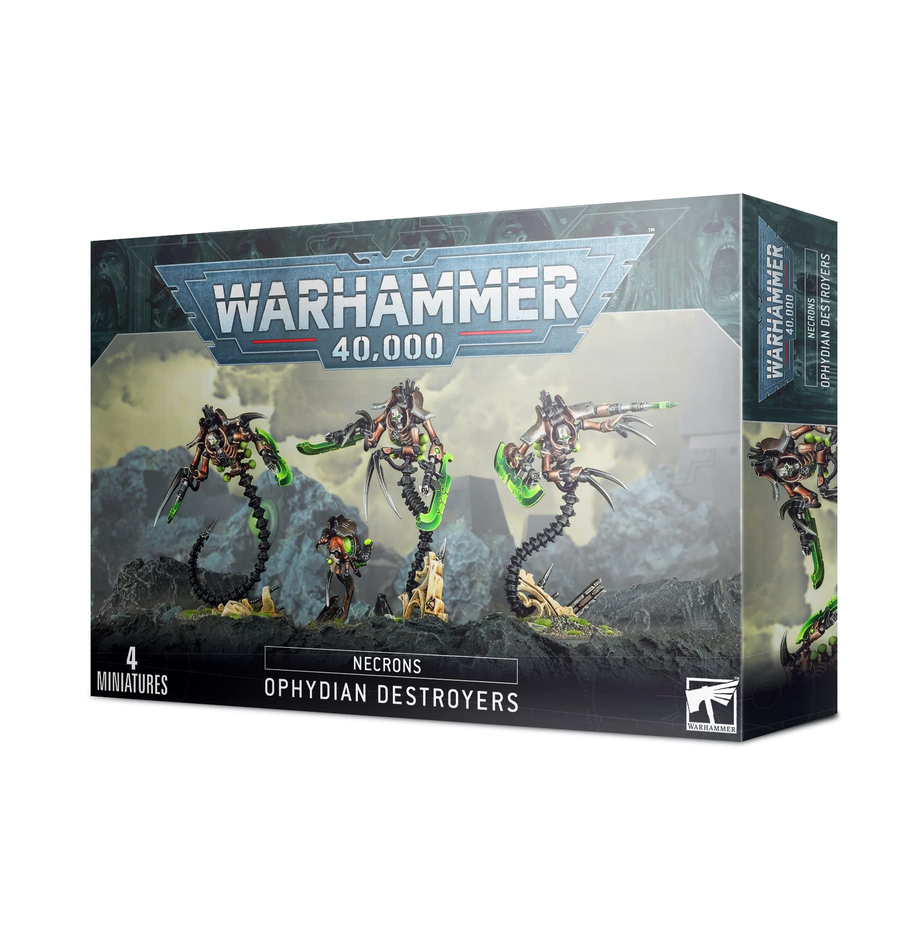 Games Workshop Necrons Ophydian Destroyers (black) ready for assembly and painting for tabletop battles.