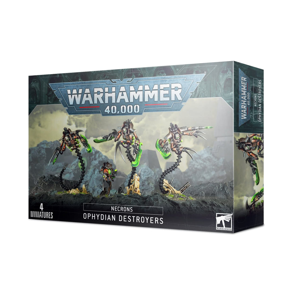 Games Workshop Necrons Ophydian Destroyers (black) ready for assembly and painting for tabletop battles.