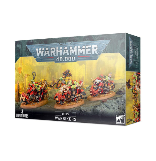 Games Workshop Ork Warbiker Mob front view for tabletop battles.