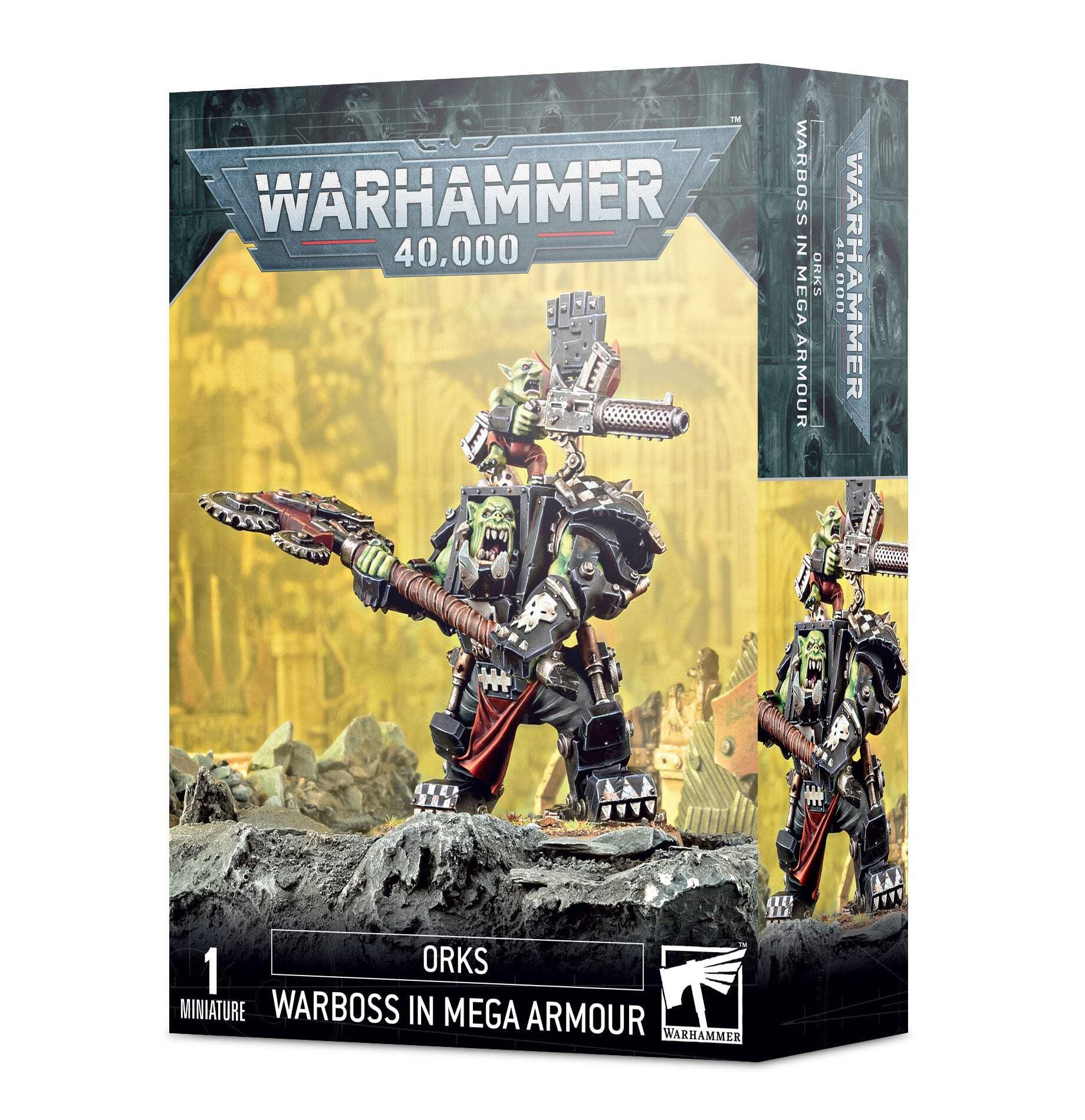 Games Workshop Ork Warboss in Mega Armour miniature ready for assembly and epic tabletop battles