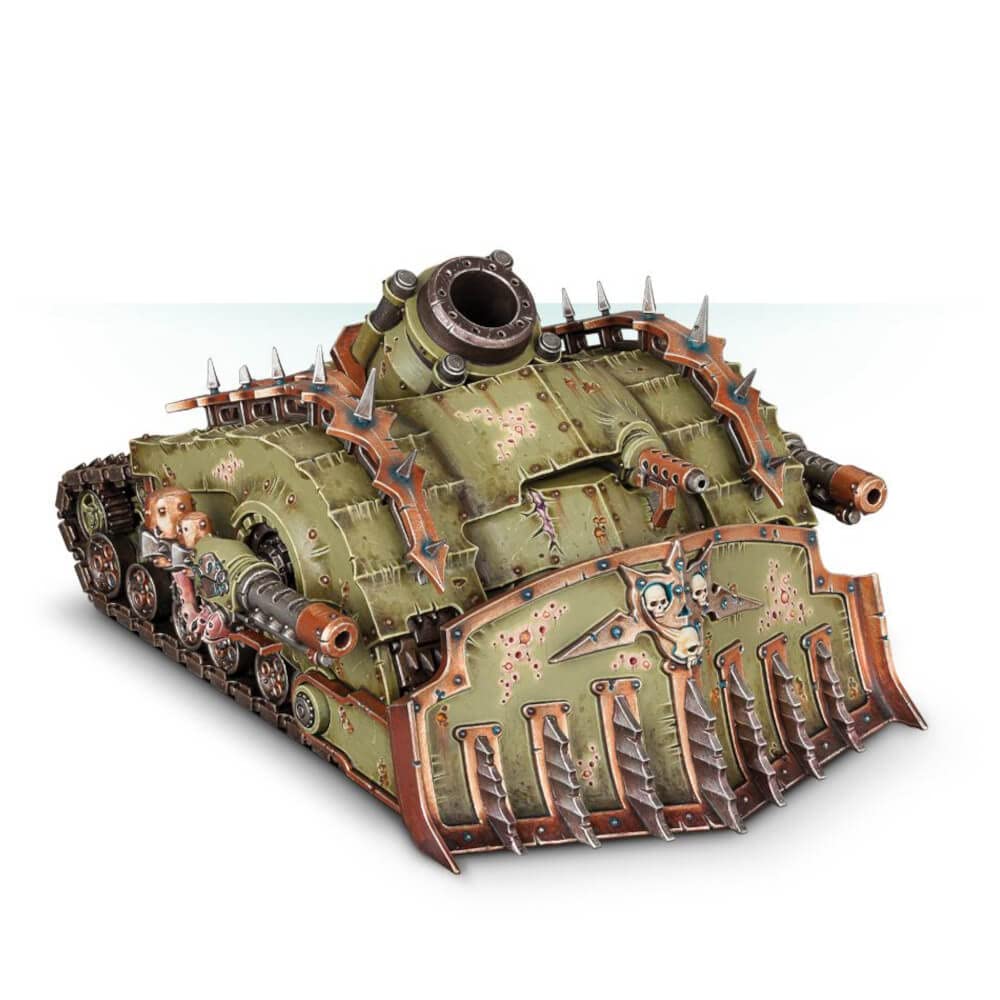 Plagueburst Crawler front view highlighting bulk, rugged armor, and intimidating silhouette for display