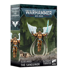 Games Workshop Sanguinor miniature wielding Encarmine Broadsword for dramatic battlefield display.