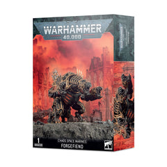 Games Workshop Space Marine Chaos Forgefiend miniature, front view, ideal for tabletop battles and painting.