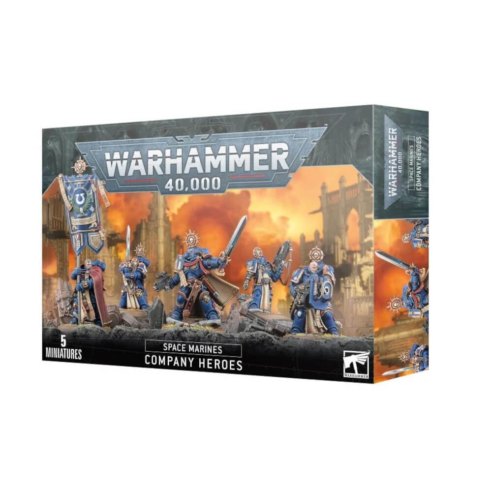 Games Workshop Space Marines Company Heroes Captain figure ready for tabletop battles and army leadership.