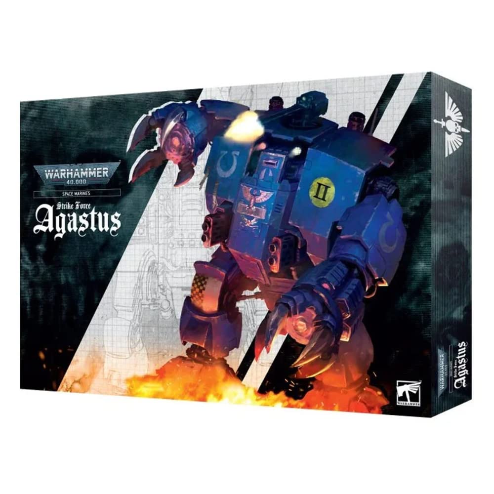 Games Workshop Space Marines Strike Force Agastus front view for hobbyists to assemble and paint.