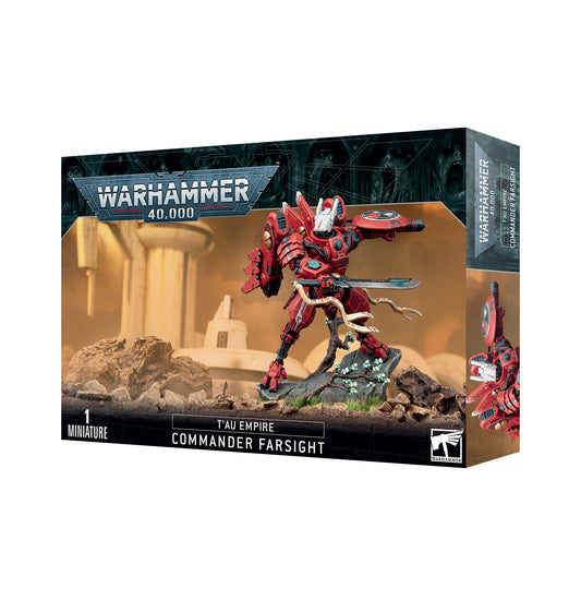 Games Workshop Tau Commander Farsight front view miniature, perfect for painting and display.