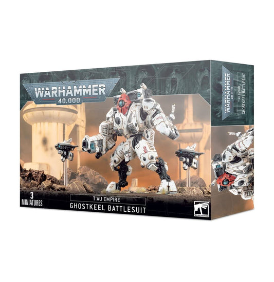 Games Workshop Tau XV95 Ghostkeel front view highlights stealth profile and armament options