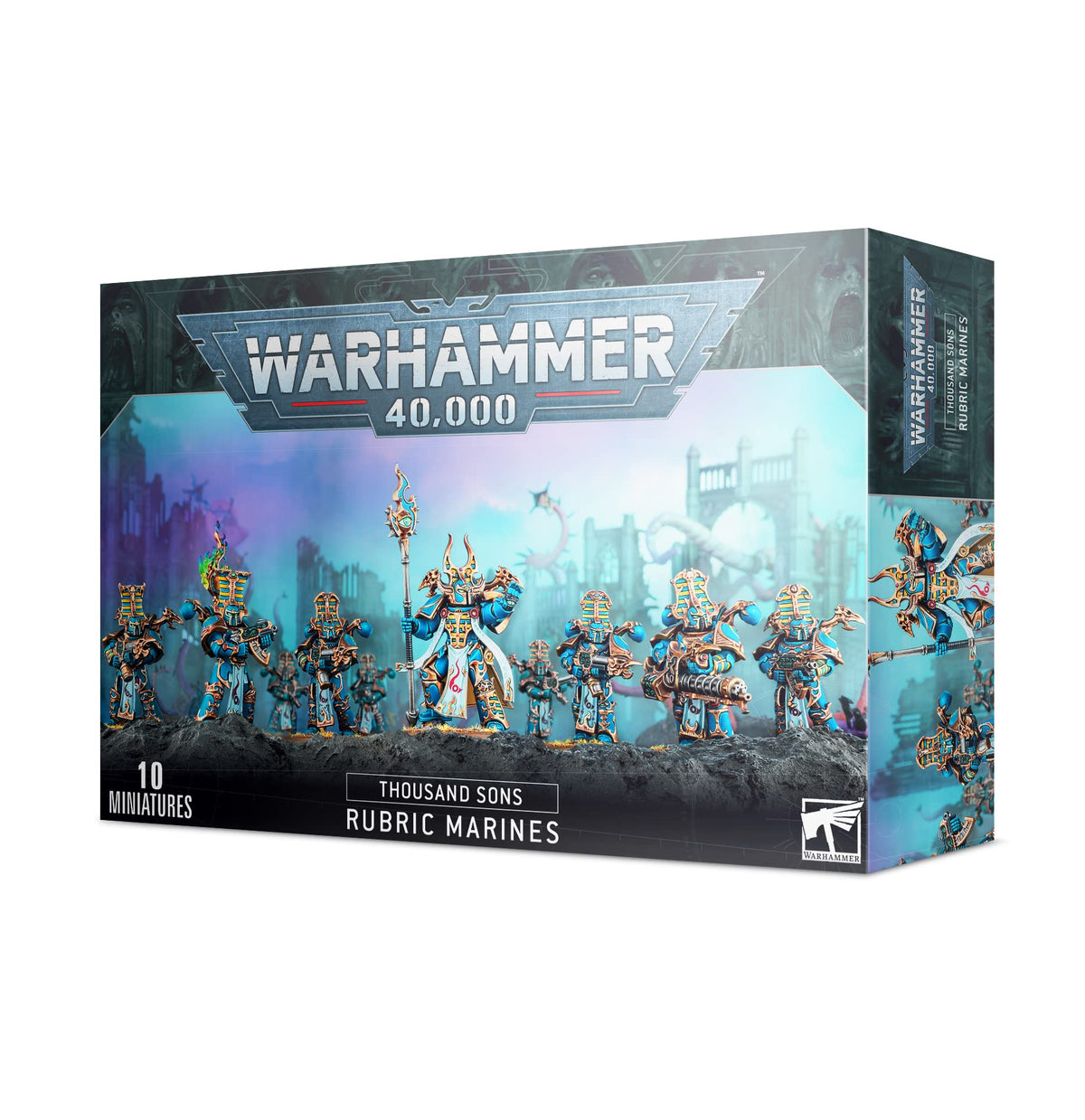 Games Workshop Thousand Sons Rubric Marines assembly kit for hobbyists and tabletop battles.