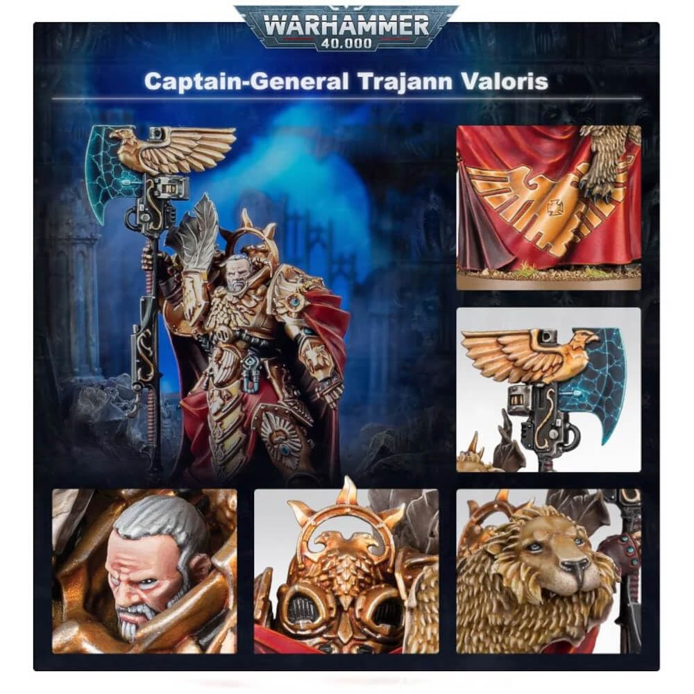 Games Workshop Valoris close-up sculpt highlights armor detail and character.