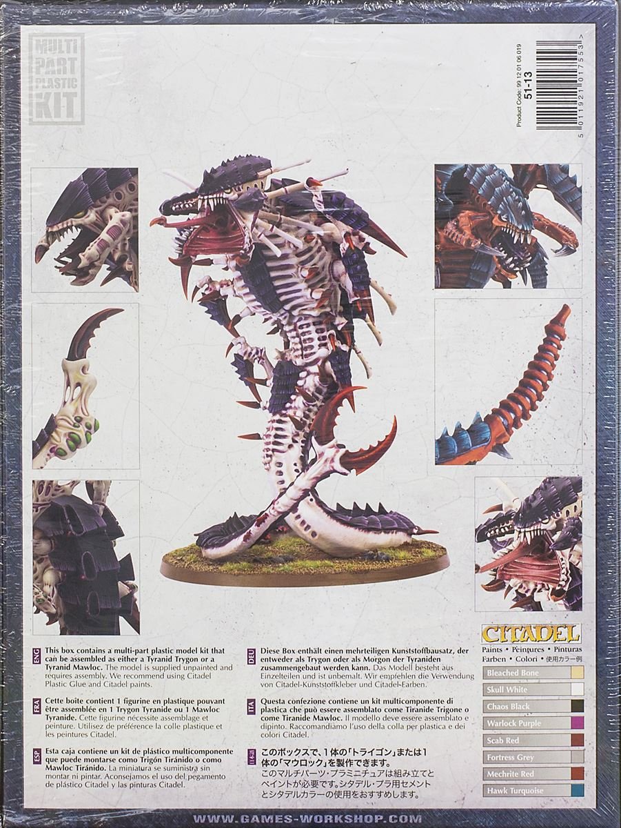 Games Workshop Tyranid Trygon/Mawloc parts laid out side view for easier sorting