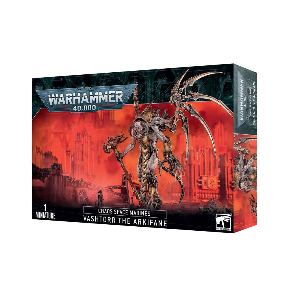 Games Workshop Vashtorr The Arkifane with mechanical tendrils on a broken earth base, ideal for dramatic battles.