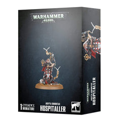 Games Workshop Warhammer 40,000 Hospitaller front view highlights detailed sculpting for painting.