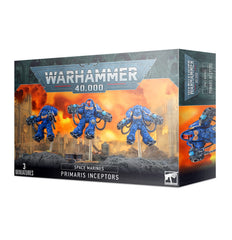 Games Workshop Primaris Inceptors miniature, front view, ideal for tabletop battles and hobby painting.
