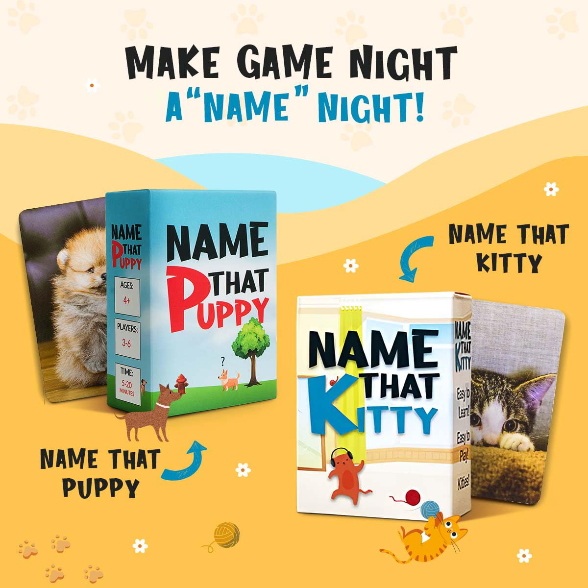 Kitten themed images showing a fun cat toy for kids.