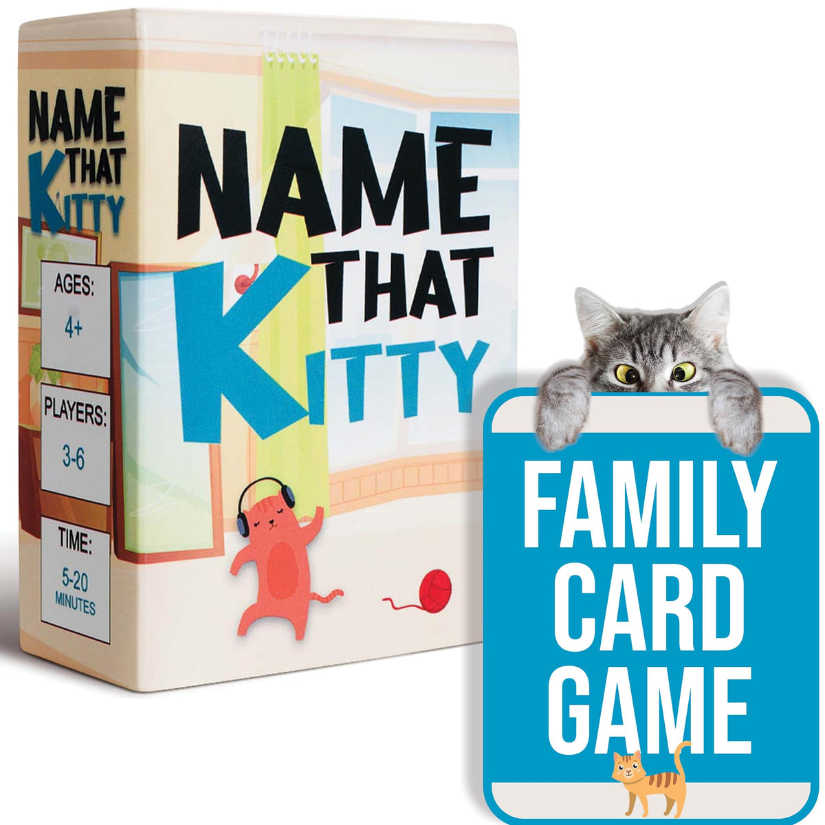 Game That Song Name That Kitty card game for kids, ideal for family fun.