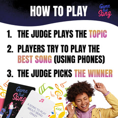 Game That Song deck-in-action invites friends to sing and compete.