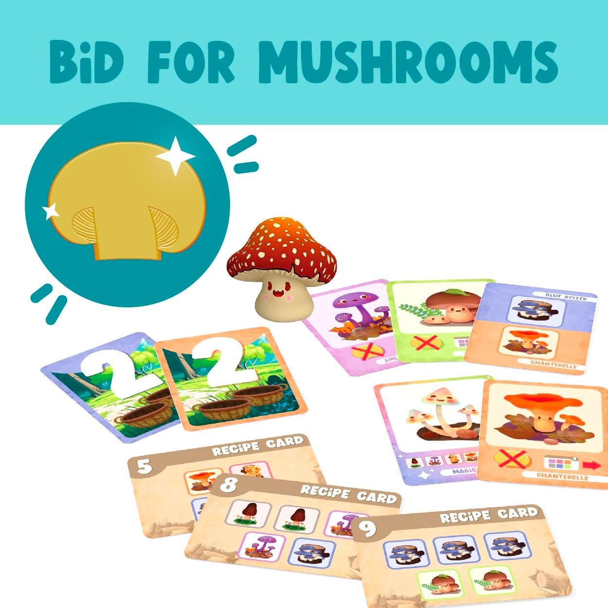 Gamewright A Bunch of Fun Guys recipe cards illustrating combos for scoring