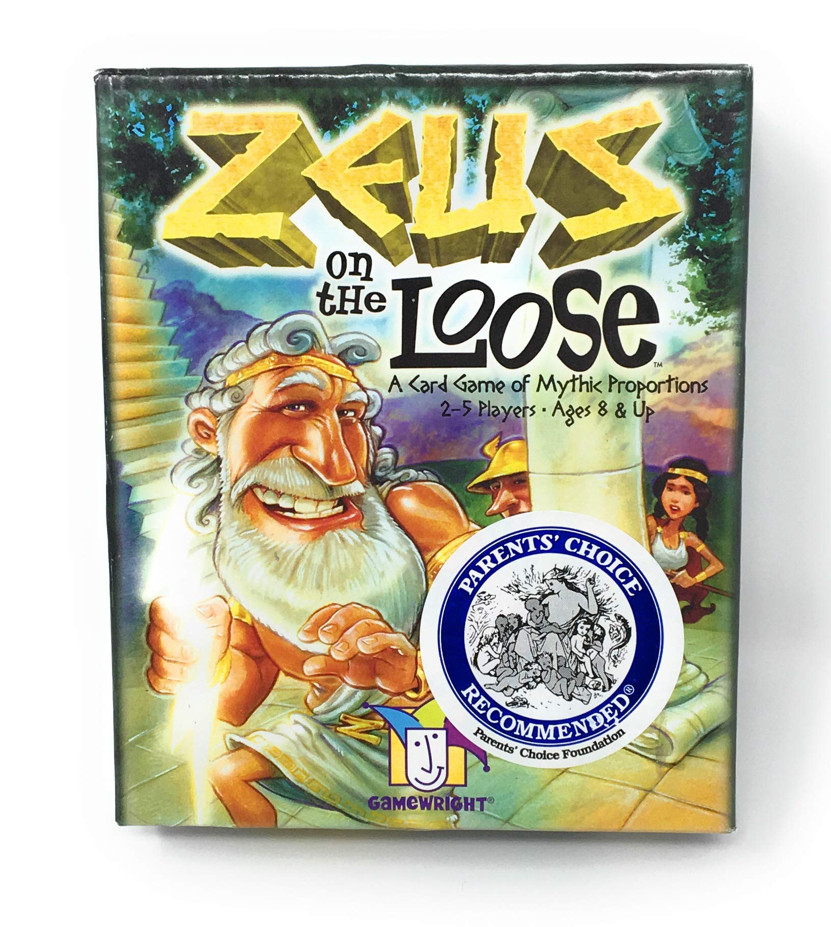 Gamewright Zeus on the Loose card game box, ideal for quick family nights.