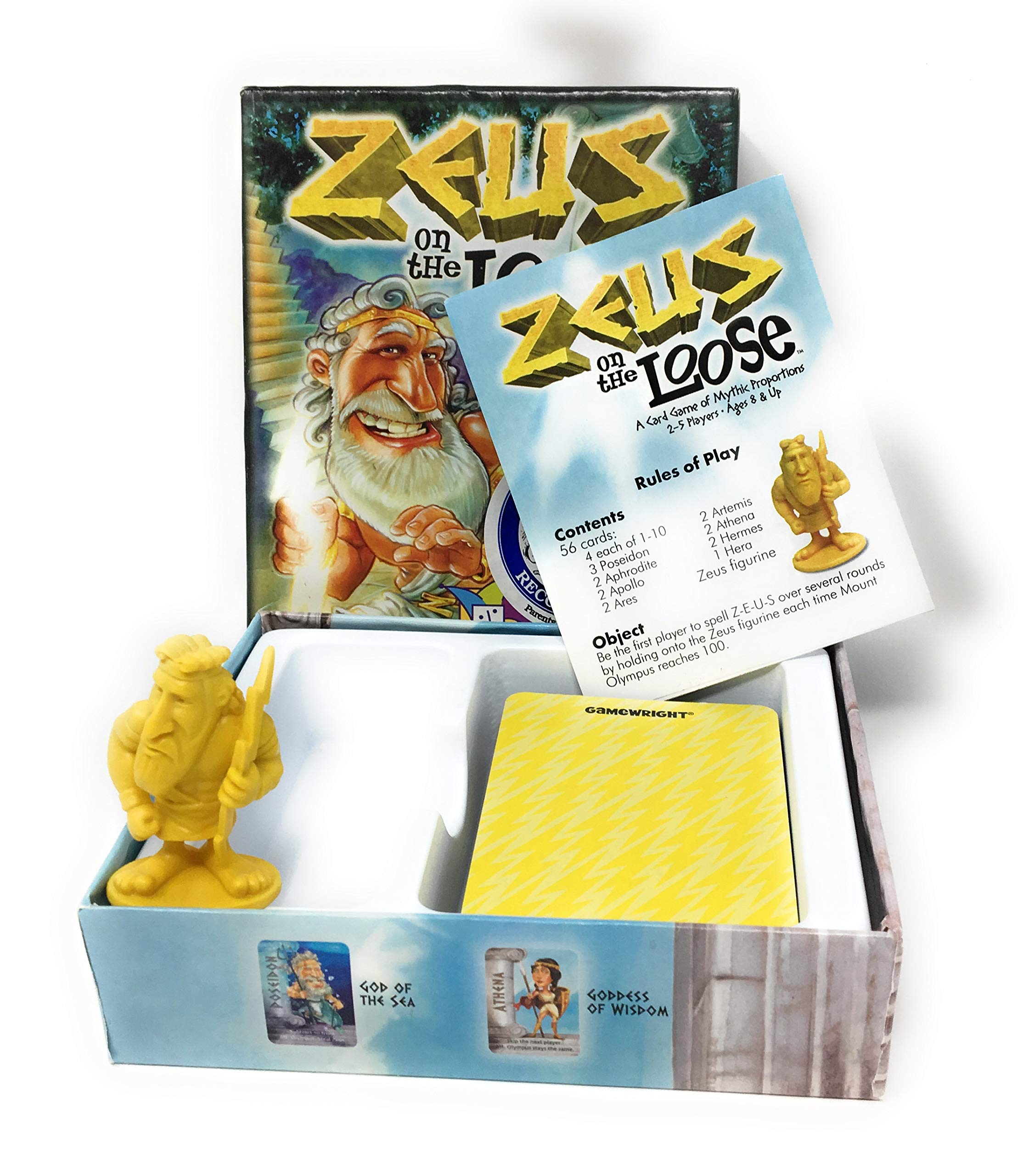 Gamewright Zeus on the Loose play area, showcases setup and strategic play.