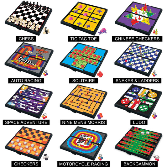 Gamie Magnetic Board close-up of checkers with magnetic pieces for travel play