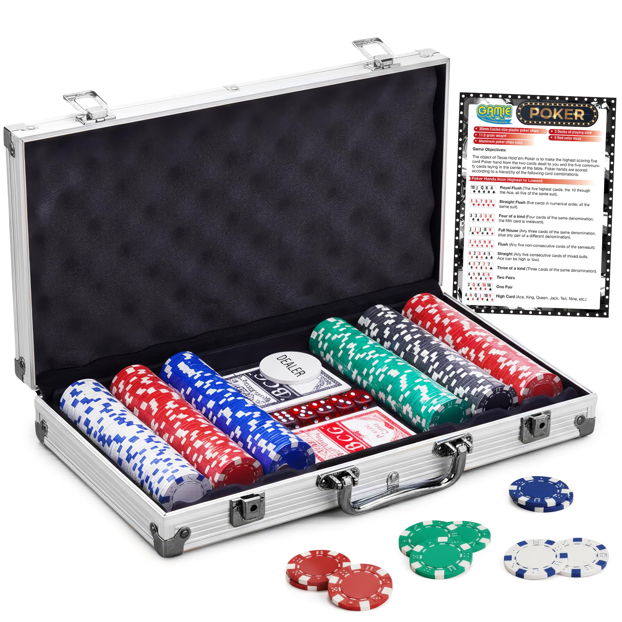 Gamie poker set aluminum case front view highlighting sturdy build