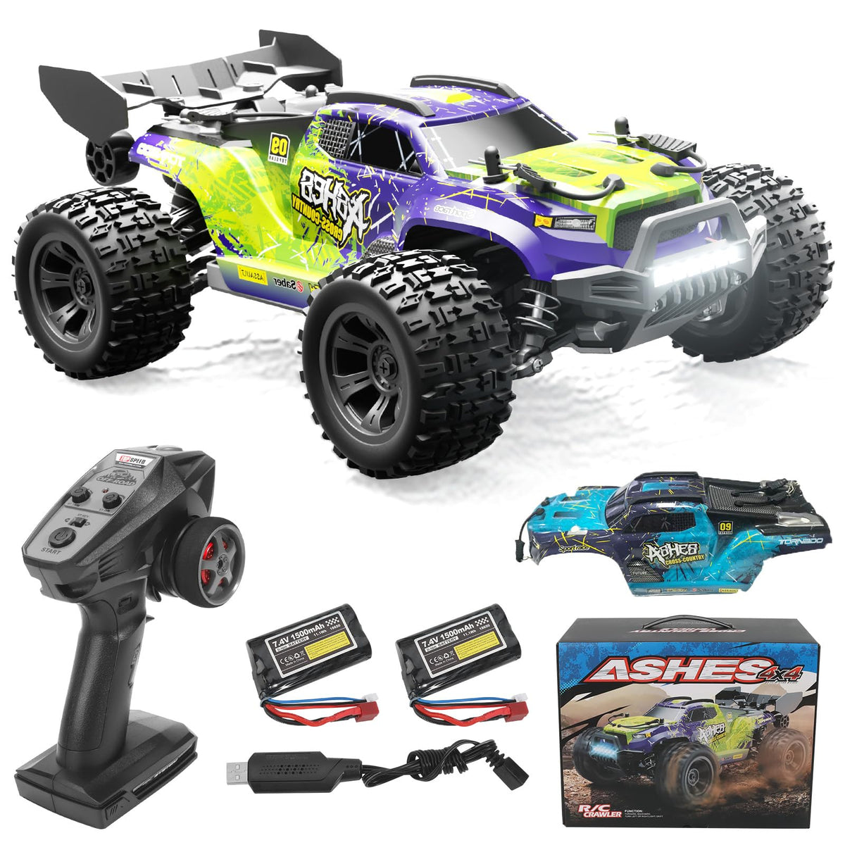 GAMRUXI 1:18 RC car front view showing speed-ready stance and rugged tires