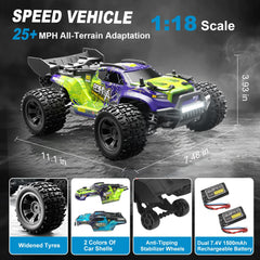 GAMRUXI 1:18 RC car side view with aggressive profile and off-road tires