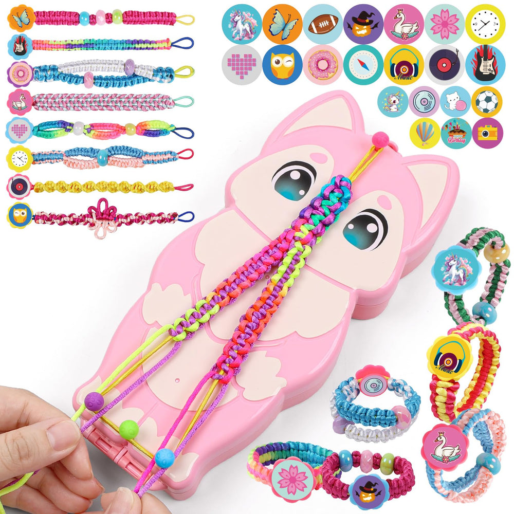GAMZOO friendship bracelet kit with case-board enabling easy, portable crafting sessions.
