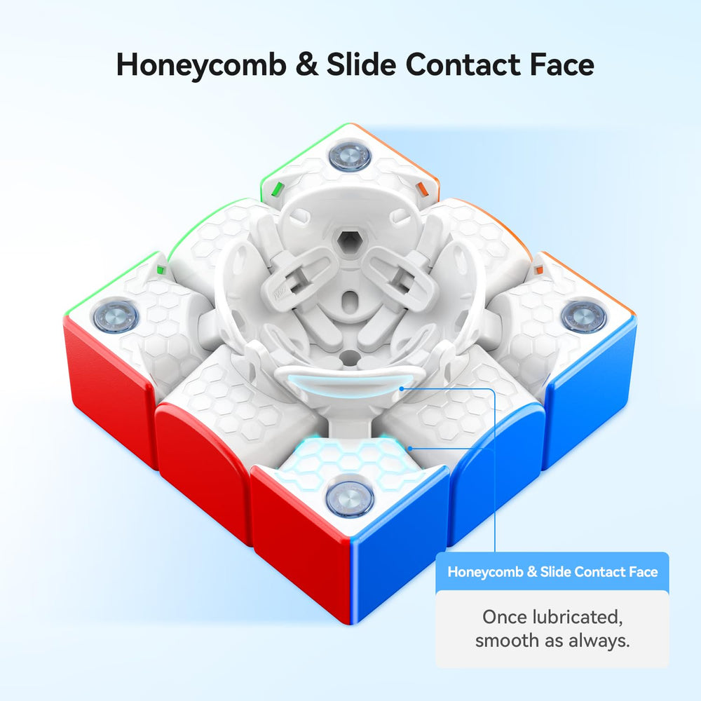 GAN 356 ME honeycomb face reduces friction for consistent speed.