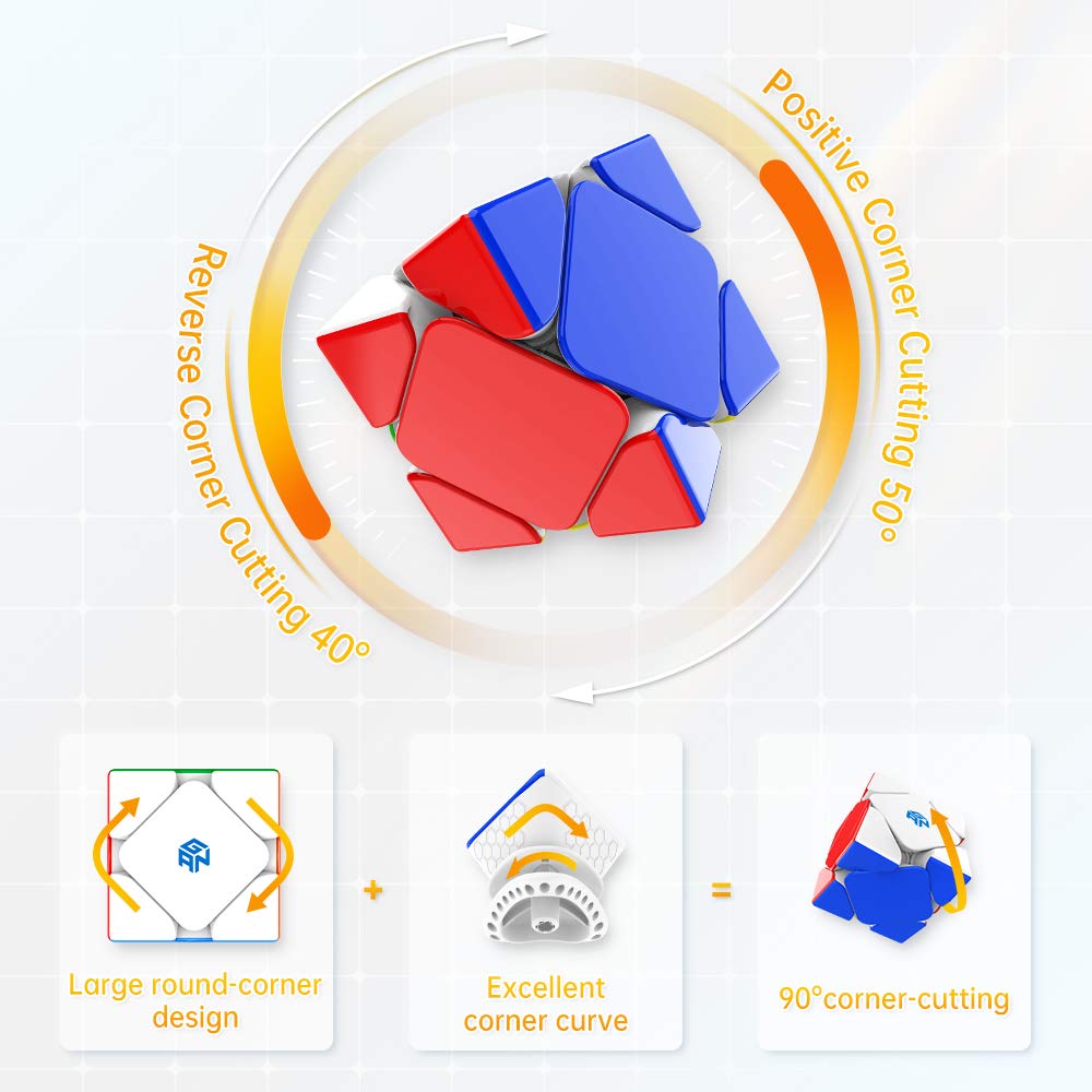 GAN Skewb compact-light-weight design makes it easy to carry for practice.
