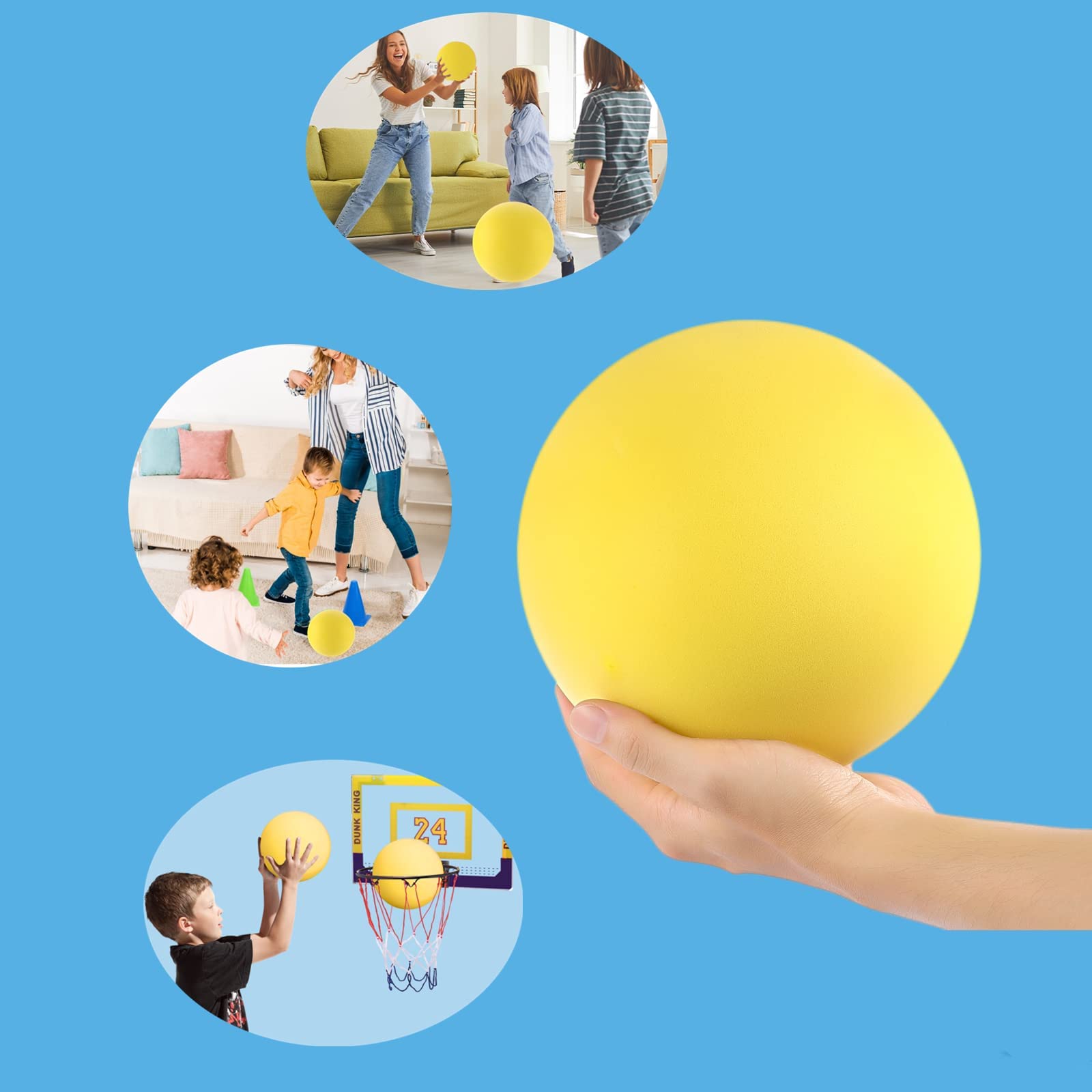 Ganjiang blue foam ball used in home workouts and quick sessions.