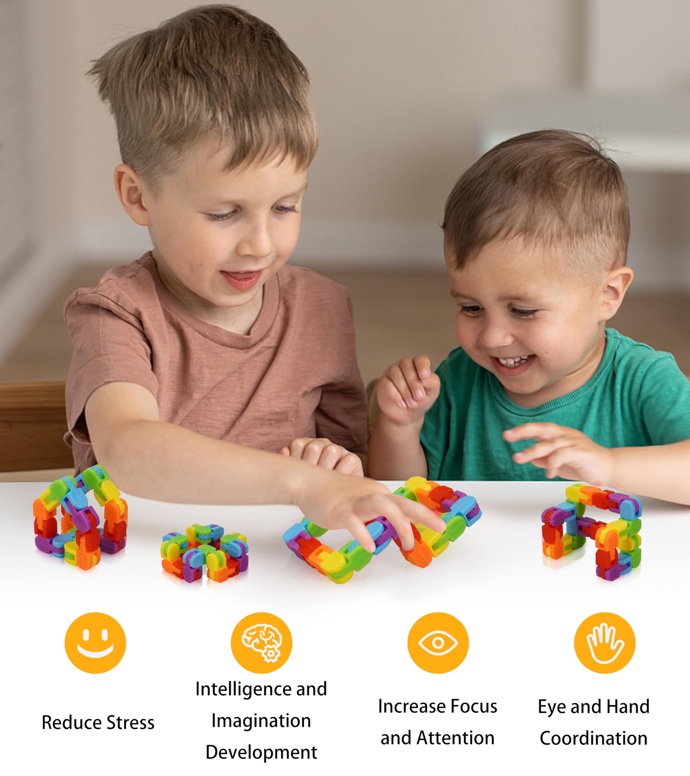 Ganowo wacky tracks bendable snap pieces promote creative shapes and quiet fidgeting.