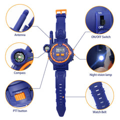 Gantan walkie talkie blue with flashlight, front angle for adventures.