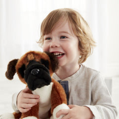 Ganz H14197 Heritage Boxer plush, hugged close, unisex gift for animal lovers.