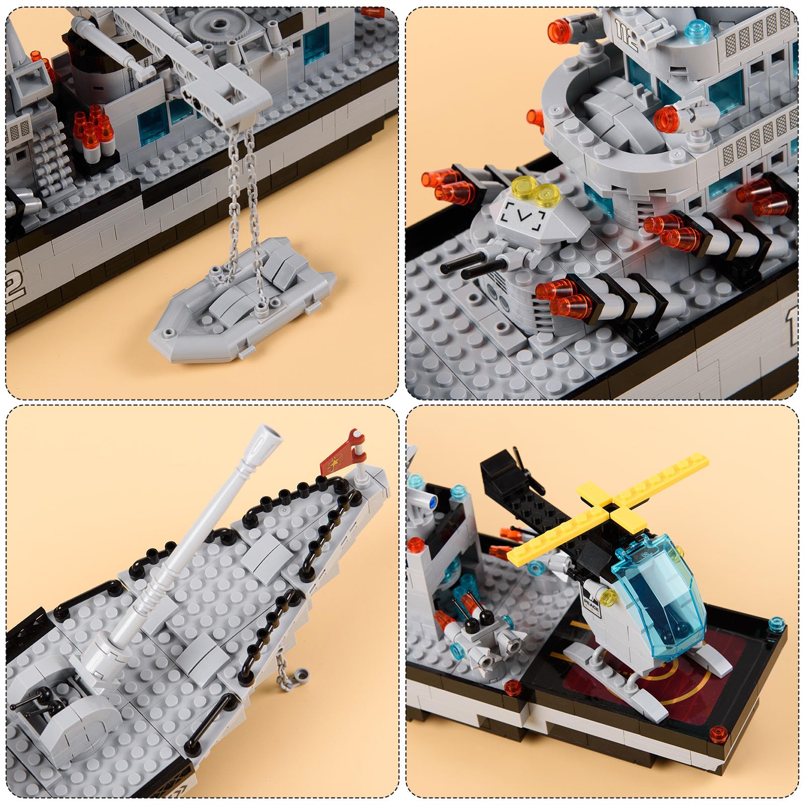 GaoDeBuChou WW2 battleship mast-structure provides a sturdy centerpiece for shelves.