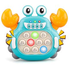 GAPER GO Fast Push Game crab toy close-up showing popping bubbles for sensory play