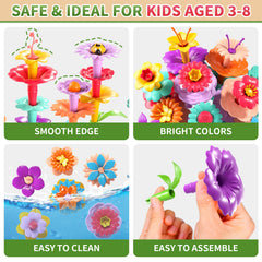 Garbo Star colorful garden scene showing kids building flowers and leaves.