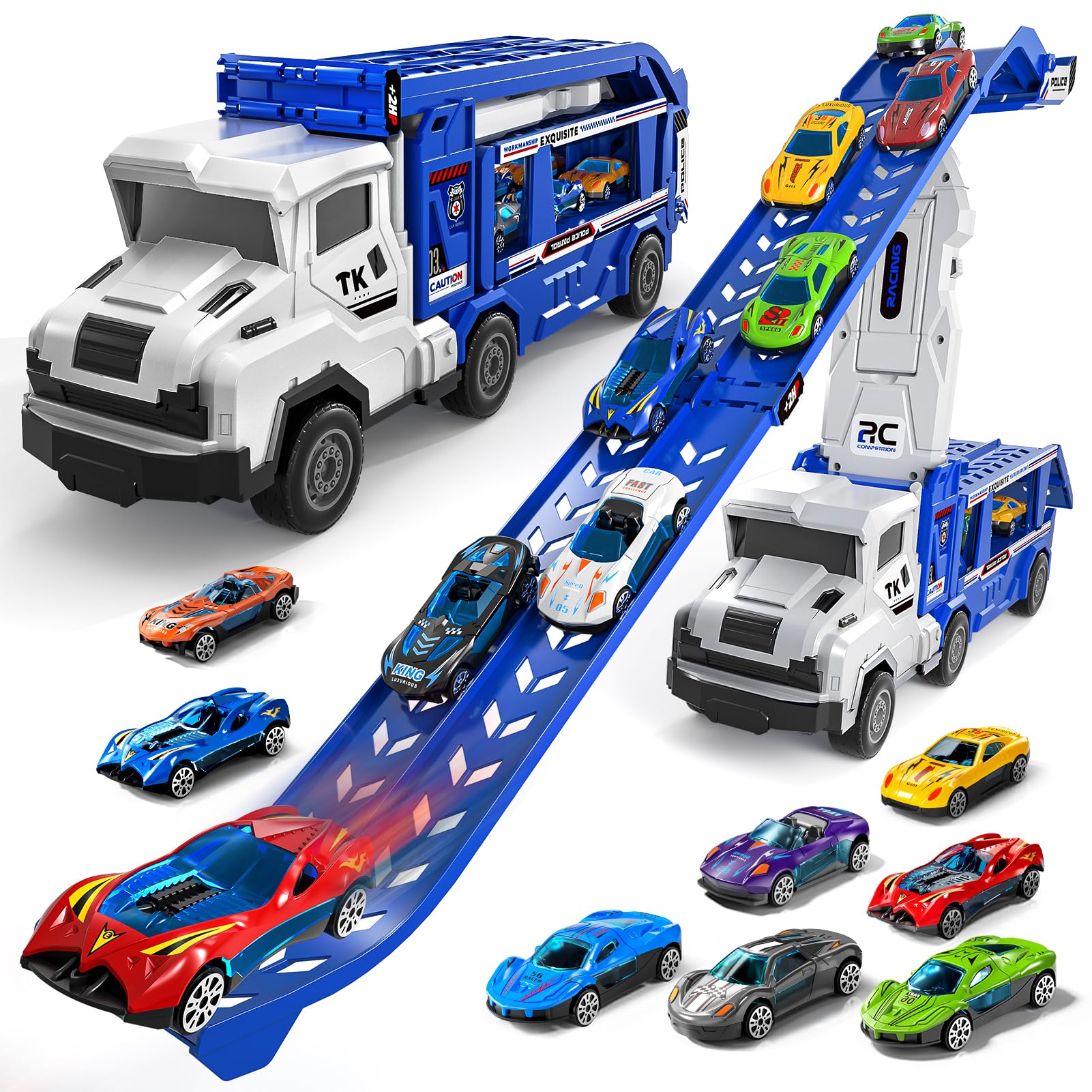 Garbo Star transport truck toy set with dual-track design for engaging racing play
