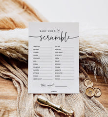 GardenCity 50 Baby Shower Word Scramble Cards stacked for premium, durable stock