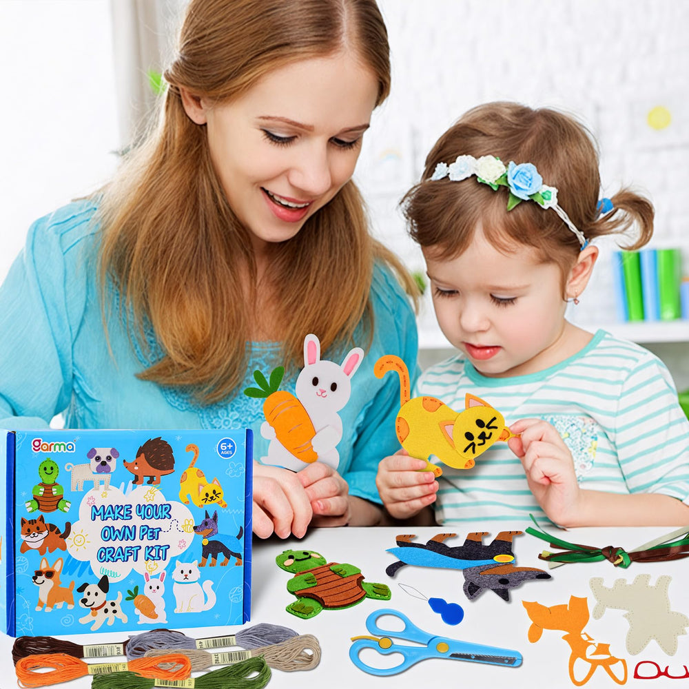Garma Puppy Sewing Kit self-adhesive backing enables mess-free crafting