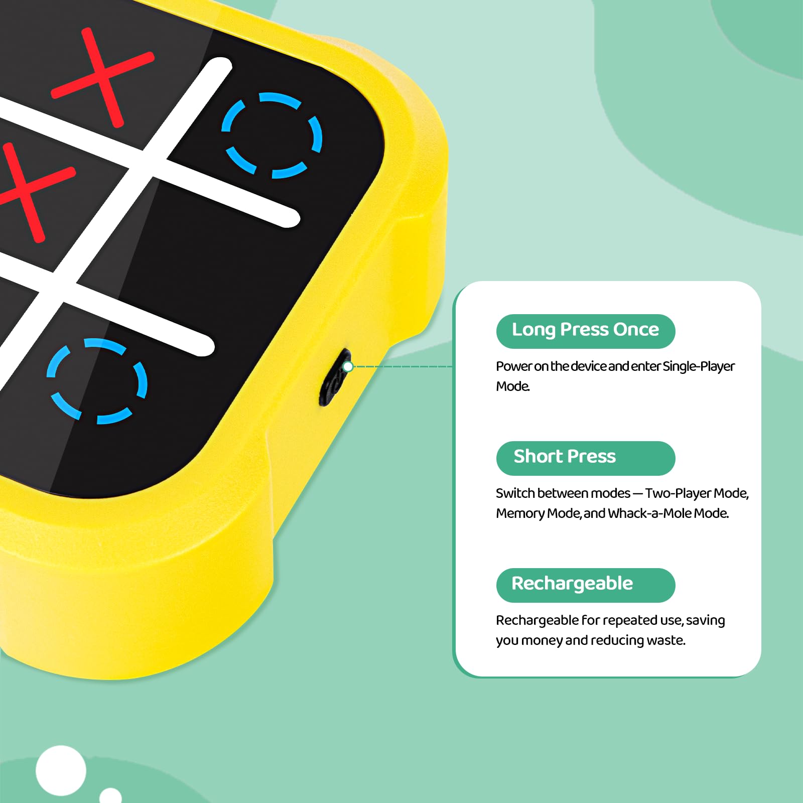 GARMEE Electronic Tic Tac Toe three-in-one-mode demonstrates versatile gameplay options for family fun