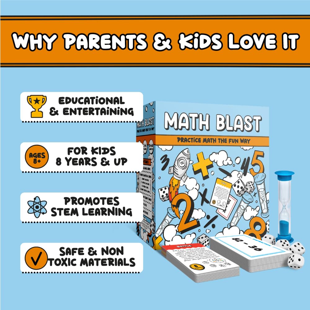 Gartana Math Blast equation cards cover operations for varied problems.