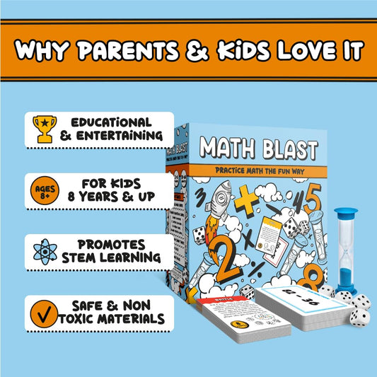 Gartana Math Blast equation cards cover operations for varied problems.