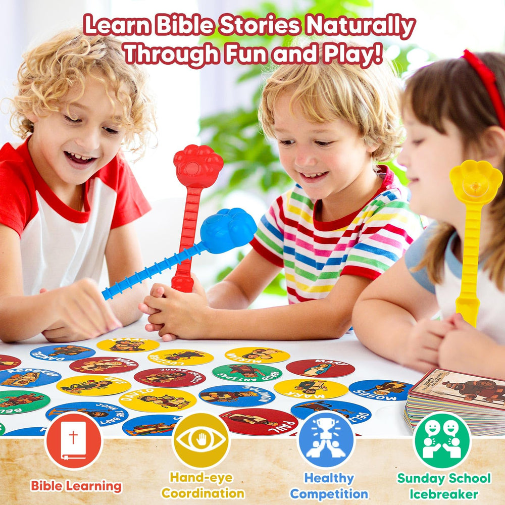 Garybank Bible Swat Game swat action setup promoting quick thinking and eye-hand coordination.