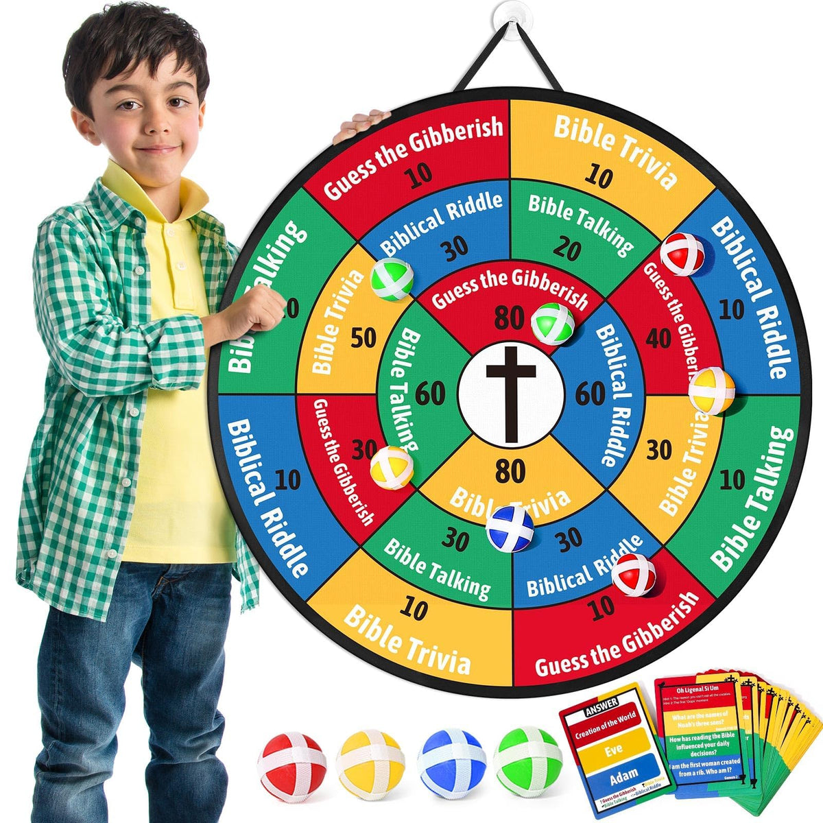 Garybank Faith Darts dartboard closeup for engaging bible trivia play