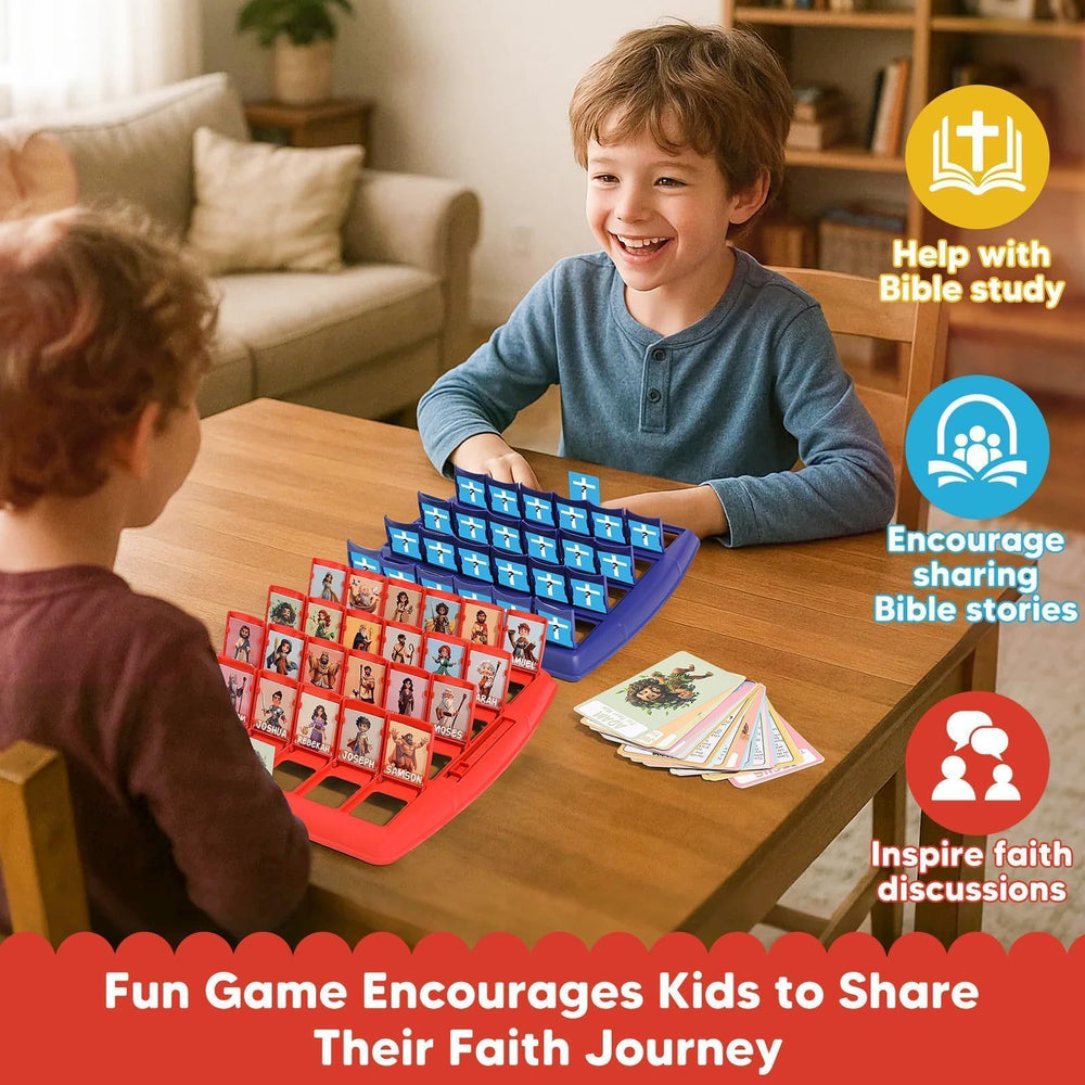 Bright color design on Garybank Guess Bible Characters captures kids' attention during lessons.
