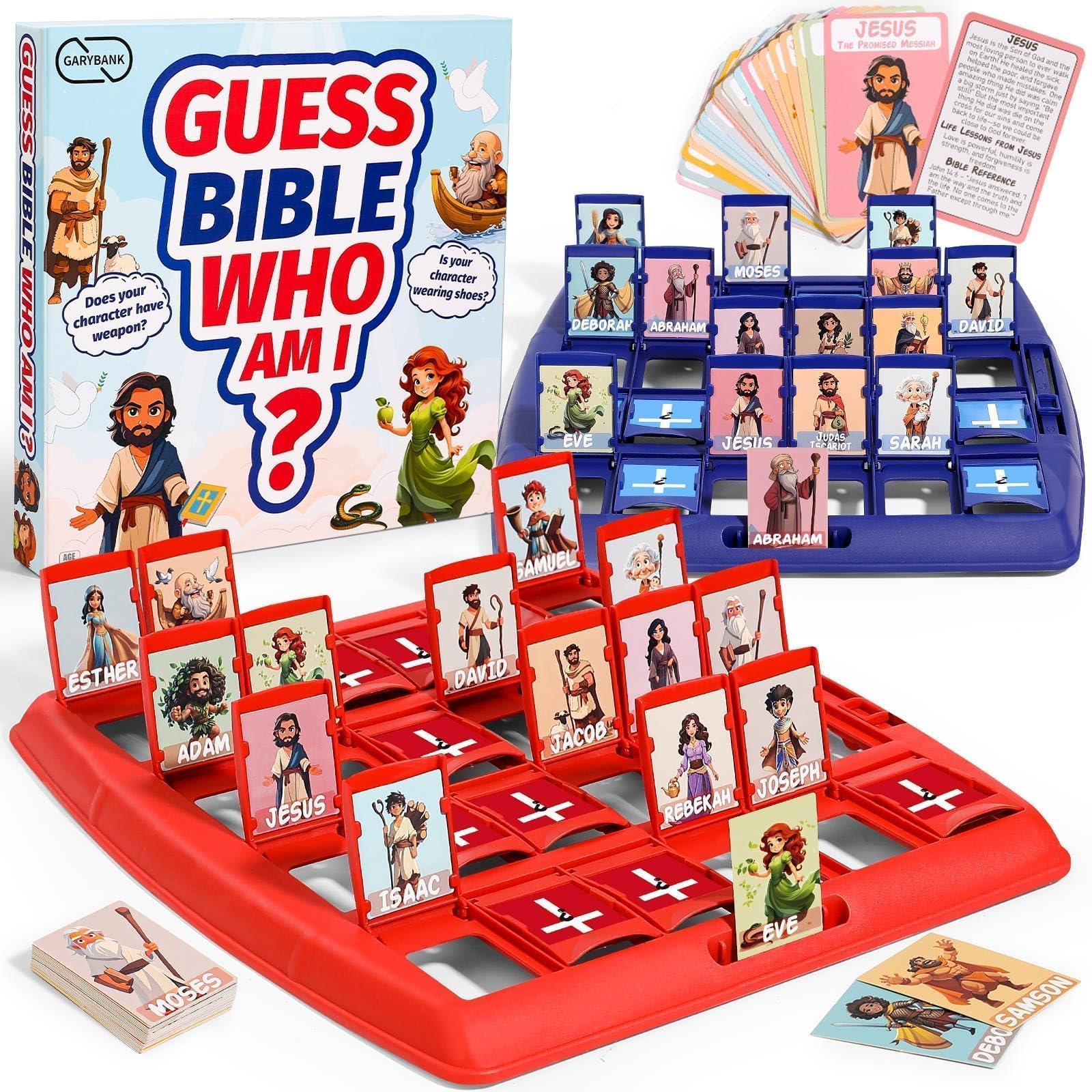 Garybank Guess Bible Characters Card Set invites kids to learn 24 figures interactively.
