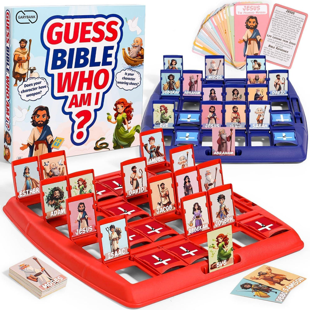 Garybank Guess Bible Characters Card Set invites kids to learn 24 figures interactively.