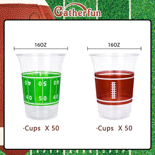 Gatherfun football cups yard-lines design ideal for tailgates and parties