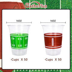 Gatherfun football cups yard-lines design ideal for tailgates and parties